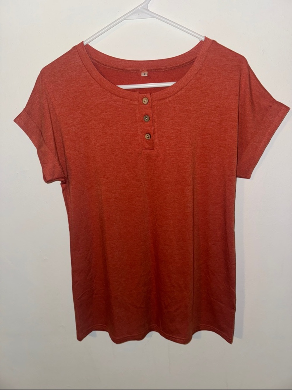 Amazon Short Sleeve Henley Top - Rust